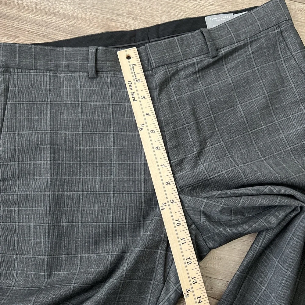 Club Monaco Sutton Slim Fit Pants Mens 32x32 Gray Plaid Wool Blend